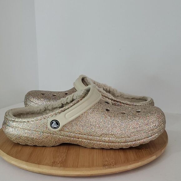 Crocs Classic Lined Gold/Multi Glitter Clog Unisex Men's 9 Women's 11 - Picture 7 of 10